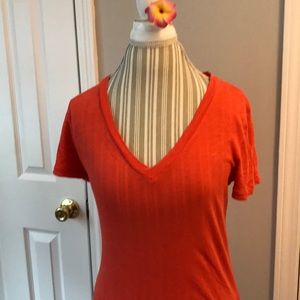 J Crew Orange v neck vintage fit cotton tee